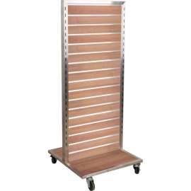 Slat Wall Merchandiser, Two Sided, 25"W x 25"D x 54"H, with Castors - Maple