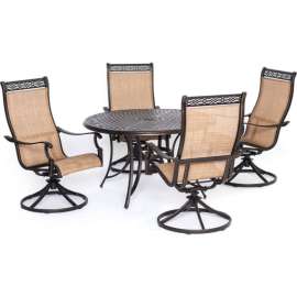 Hanover Manor 5 Piece Outdoor Dining Set w/ 4 Swivel Rockers