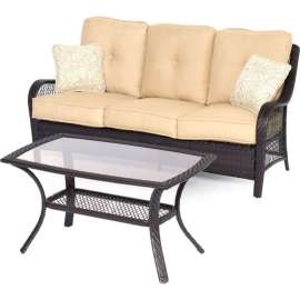 Hanover Orleans 2 Piece Patio Set, Sahara Sand/French Roast
