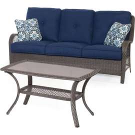 Hanover Orleans 2 Piece Patio Set, Navy Blue/Gray