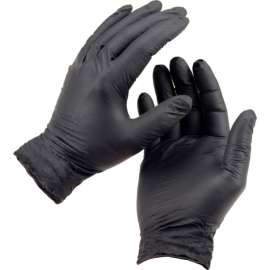 Ammex ABNPF Textured Medical/Exam Nitrile Gloves, Powder-Free, Black, Medium, 100/Box