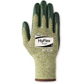 HyFlex Cut Resistant Gloves, Ansell 11-511, Green Nitrile Palm Coat, Size 10, 1 Pair