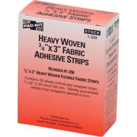 First Aid Only Heavy Woven Fabric Bandages, 3/4" x 3", 50/Box