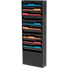 Global Industrial 11 Pockets - Medical Chart Hanging Wall File Holder - Black
