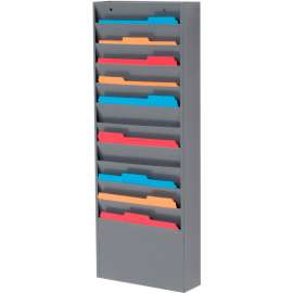11 Pockets - Medical Chart Hanging Wall File Holder - Gray