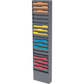 Global Industrial 20 Pockets - Medical Chart Hanging Wall File Holder - Gray