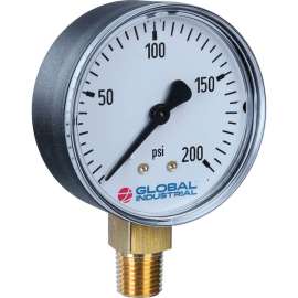 Global Industrial 2-1/2" Pressure Gauge, 200 PSI, 1/4" NPT LM, Plastic