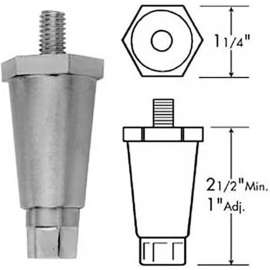 Allpoints 1191011 Leg, 3/8-16, 2-1/2"H, Plst, Blk For Standard Keil