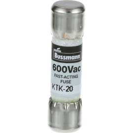 Allpoints 38-1434 13/32" x 1 1/2" 20A Fast Acting KTK-20 Glass Fuse - 600V