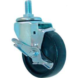 Allpoints 26-3306 4" Swivel Threaded Stem Caster with Brake - 5/8"-11 x 1 1/2" Stem, 240 lb. Cap