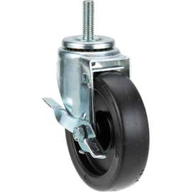 Allpoints 26-3269 5" Swivel Threaded Stem Caster with Brake - 1/2"-13 x 1 1/2" Stem, 260 lb. Cap
