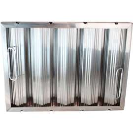 Allpoints 26-3902 12"(H) x 20"(W) x 2"(T) Stainless Steel Hood Filter - Ridged Baffles