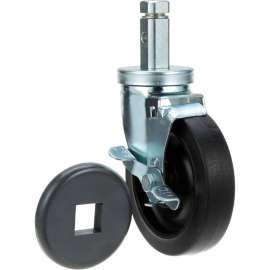 Allpoints 26-3254 5" Swivel Stem Caster with Brake for 7/8" Square Post - 260 lb. Capacity