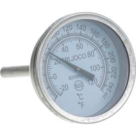 Allpoints 62-1103 Dishwasher Thermometer; 0 - 250 °F; 1/4" MPT Back Mount