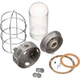 Allpoints 38-1322 Junction Box Light Fixture; Plastic Coated Glass Globe; Wire Guard