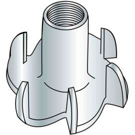 Tee Nut - 1/4-20 x 5/16" L - 3 Prong - Steel - Zinc CR+3 - Pkg of 250 - Brighton-Best 302050