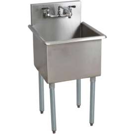 BK Resources 1-Compartment Budget Sink, 36 X 24 X 14 Deep, 8 Faucet Holes, Galvanized Legs