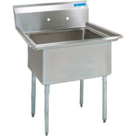 BK Resources 1-Compartment Sink, 18 X 18 X 12 Deep, Galvanized Legs
