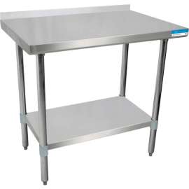 BK Resources Workbench W/Undershelf, 18 Ga. 430 Series Stainless, 1-1/2" Backsplash, 60"Wx24"D