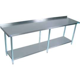 BK Resources Workbench W/Undershelf, 18 Ga. 430 Series Stainless, 1-1/2" Backsplash, 96"Wx24"D