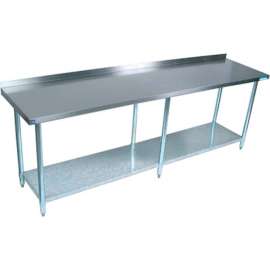 BK Resources Workbench W/Undershelf, 18 Ga. 430 Series Stainless, 1-1/2" Backsplash, 84"Wx18"D