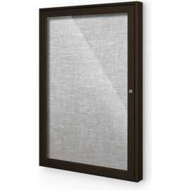 Balt Indoor Enclosed Bulletin Board Cabinet,1-Door 36"W x 36"H, Coffee Trim, Platinum