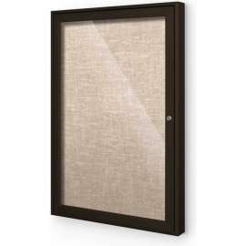 Balt Outdoor Enclosed Bulletin Board Cabinet,1-Door 36"W x 36"H, Coffee Trim, Cotton