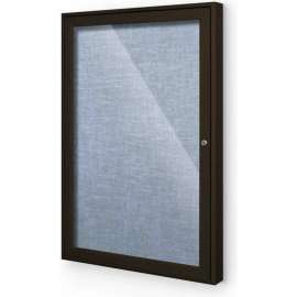 Balt Outdoor Enclosed Bulletin Board Cabinet,1-Door 36"W x 36"H, Coffee Trim, Pacific Blue