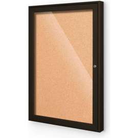 Balt Outdoor Enclosed Bulletin Board Cabinet,1-Door 18"W x 24"H, Coffee Trim, Nat. Cork