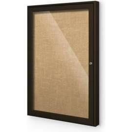 Balt Indoor Enclosed Bulletin Board - 1 Door - Cork - Coffee Aluminum Frame - 24"W x 36"H