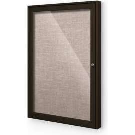 Balt Outdoor Enclosed Bulletin Board Cabinet,1-Door 24"W x 36"H, Coffee Trim, Gray