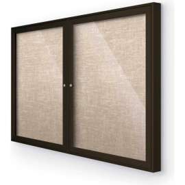Balt Indoor Enclosed Bulletin Board Cabinet, 46"W x 34"H, Coffee Trim, Cotton