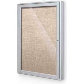 Balt Outdoor Enclosed Bulletin Board Cabinet,1-Door 18"W x 24"H, Silver Trim, Cotton