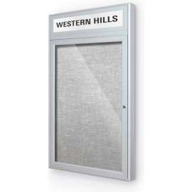 Balt Outdoor Enclosed Bulletin Board Cabinet,1-Door 18"W x 24"H, Silver Trim, Platinum