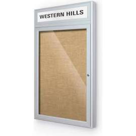 Balt Outdoor Enclosed Bulletin Board Cabinet,1-Door 18"W x 24"H, Silver Trim, Natural
