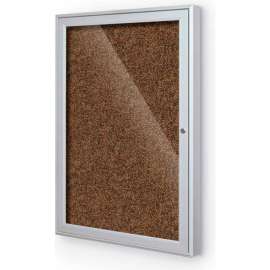 Balt Enclosed Bulletin Board - 1 Door - Tan Rubber - Silver Aluminum Frame - 24"W x 36"H
