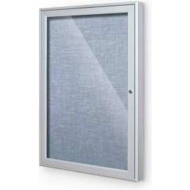 Balt Outdoor Enclosed Bulletin Board Cabinet,1-Door 24"W x 36"H, Silver Trim, Pacific Blue