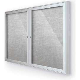 Balt Indoor Enclosed Bulletin Board Cabinet, 48"W x 36"H, Silver Trim, Platinum