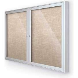 Balt Outdoor Enclosed Bulletin Board Cabinet,2-Door 48"W x 36"H, Silver Trim, Cotton