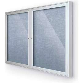 Balt Indoor Enclosed Bulletin Board Cabinet,2-Door 60"W x 36"H, Silver Trim, Pacific Blue