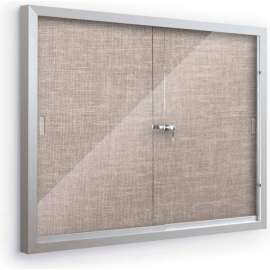 Balt Deluxe Bulletin Board Cabinet,with 2 Sliding Doors 72"W x 48"H, Gray