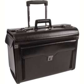Bond Street 546110 Leather Business Case on Wheels, 9"W x 15"H x 19"L, Black