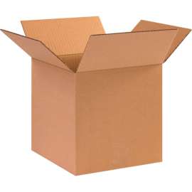 Global Industrial Cube Cardboard Corrugated Boxes, 10"L x 10"W x 10"H, Kraft
