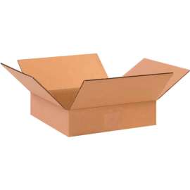 Global Industrial Flat Cardboard Corrugated Boxes, 10"L x 10"W x 2"H, Kraft