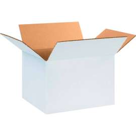 Global Industrial Cardboard Corrugated Boxes, 12"L x 10"W x 8"H, White