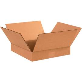 Global Industrial Flat Cardboard Corrugated Boxes, 12"L x 12"W x 2"H, Kraft