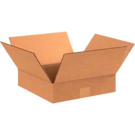 Global Industrial Flat Cardboard Corrugated Boxes, 12"L x 12"W x 3"H, Kraft