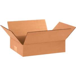 Global Industrial Flat Cardboard Corrugated Boxes, 12"L x 8"W x 3"H, Kraft