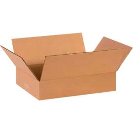 Global Industrial Flat Cardboard Corrugated Boxes, 14"L x 10"W x 3"H, Kraft