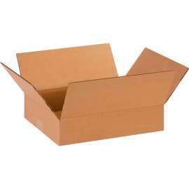 Global Industrial Flat Cardboard Corrugated Boxes, 14"L x 11"W x 3"H, Kraft